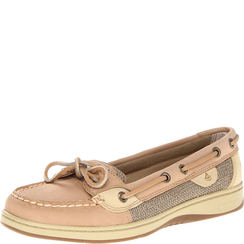 SPERRY WOMENS ANGELFISH BOAT SHOE, LINEN/OAT, 8.5